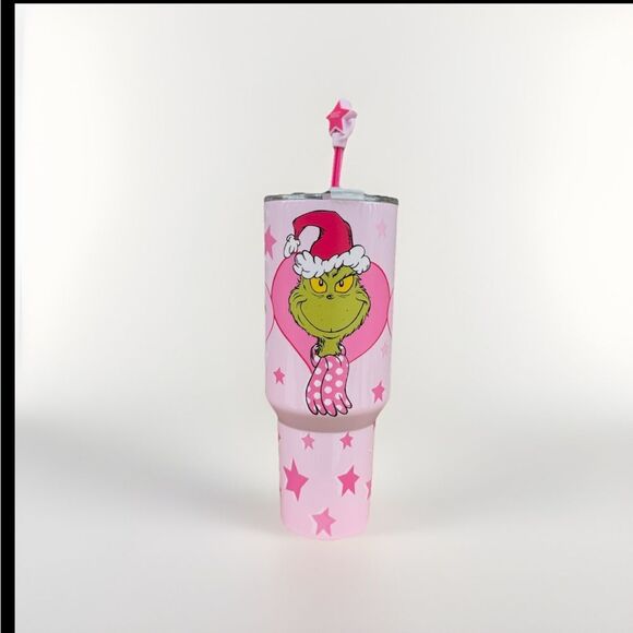 Other - Pink Grinch Tumbler with Straw